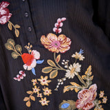 Florrie Ruffle Sleeve Henley Tunic, Black