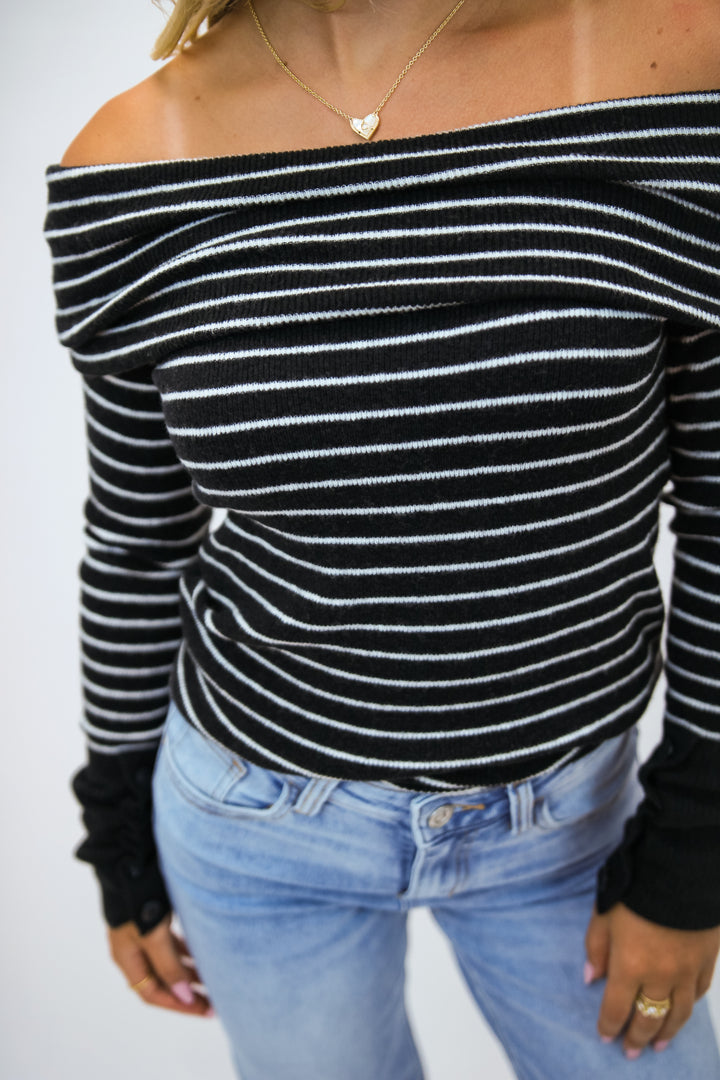Evergreen Sweater, Black/White Combo