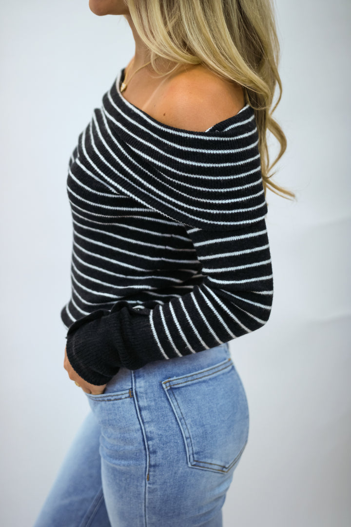 Evergreen Sweater, Black/White Combo