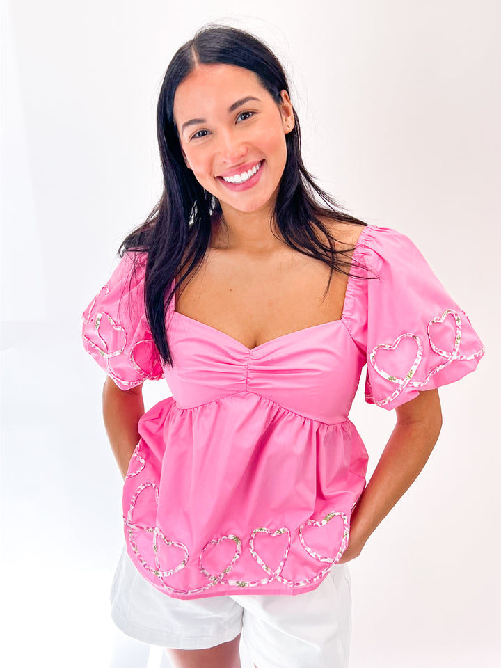 With My Whole Heart Babydoll Top, Pink