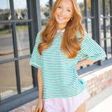 Tackle Stripe Tee, Court Stripe Green