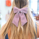Carly Hair Bow Maroon & White