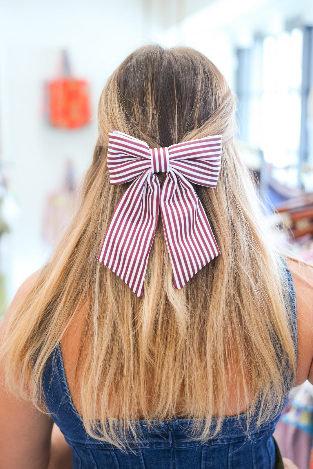 Carly Hair Bow Maroon & White