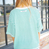 Tackle Stripe Tee, Court Stripe Green