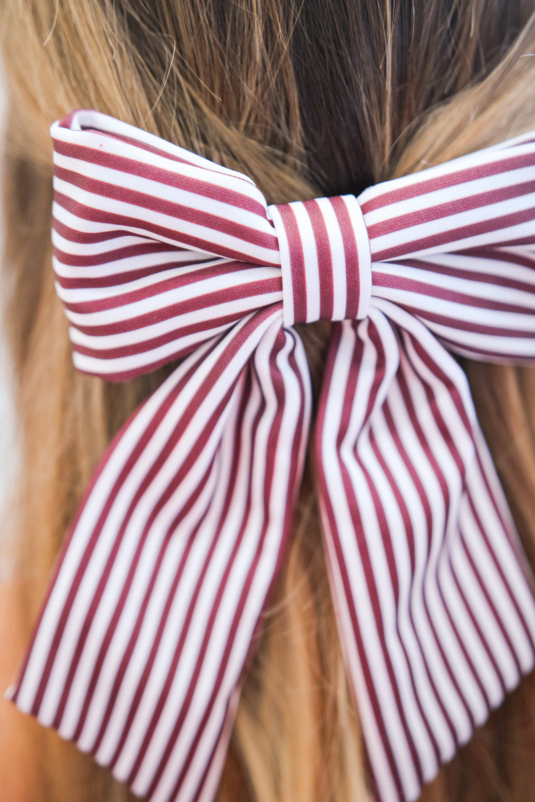Carly Hair Bow Maroon & White