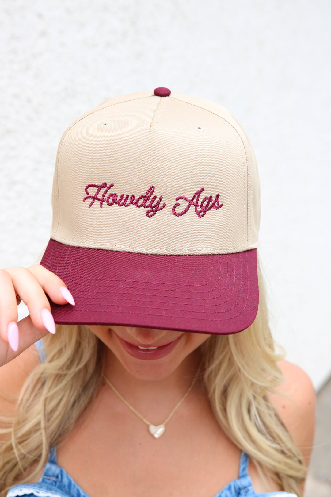 Howdy Ags Hat, Khaki/Maroon