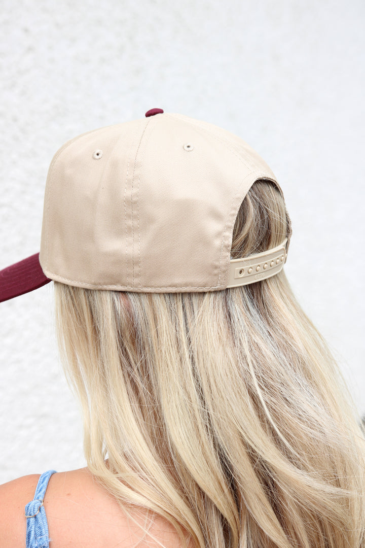 Howdy Ags Hat, Khaki/Maroon