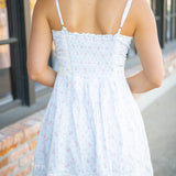 Zirelle Floral Cotton Lace-Trimmed Mini Dress, Chapparal Blue