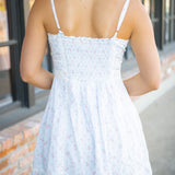 Zirelle Floral Cotton Lace-Trimmed Mini Dress, Chapparal Blue