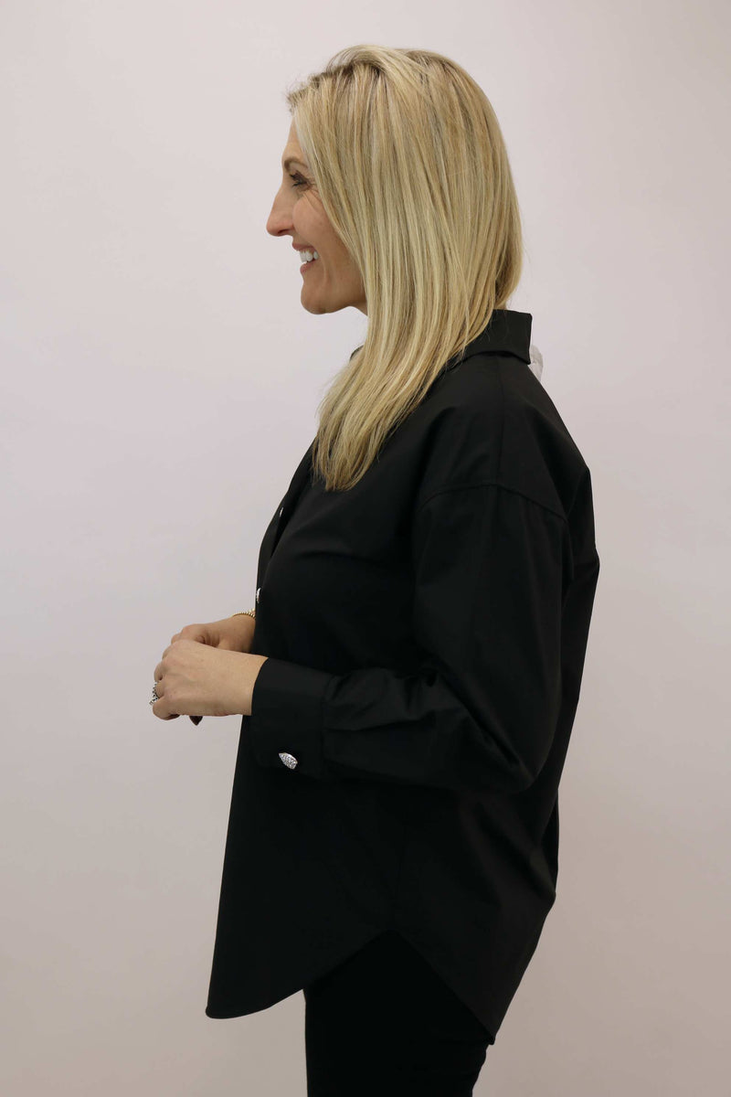Business Moves Collared Shirt, Black