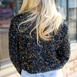 Final Countdown Sequin Jacket, Black/Cream