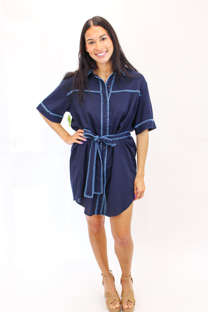 Happy To Be Here Dress, Navy/Powder Blue