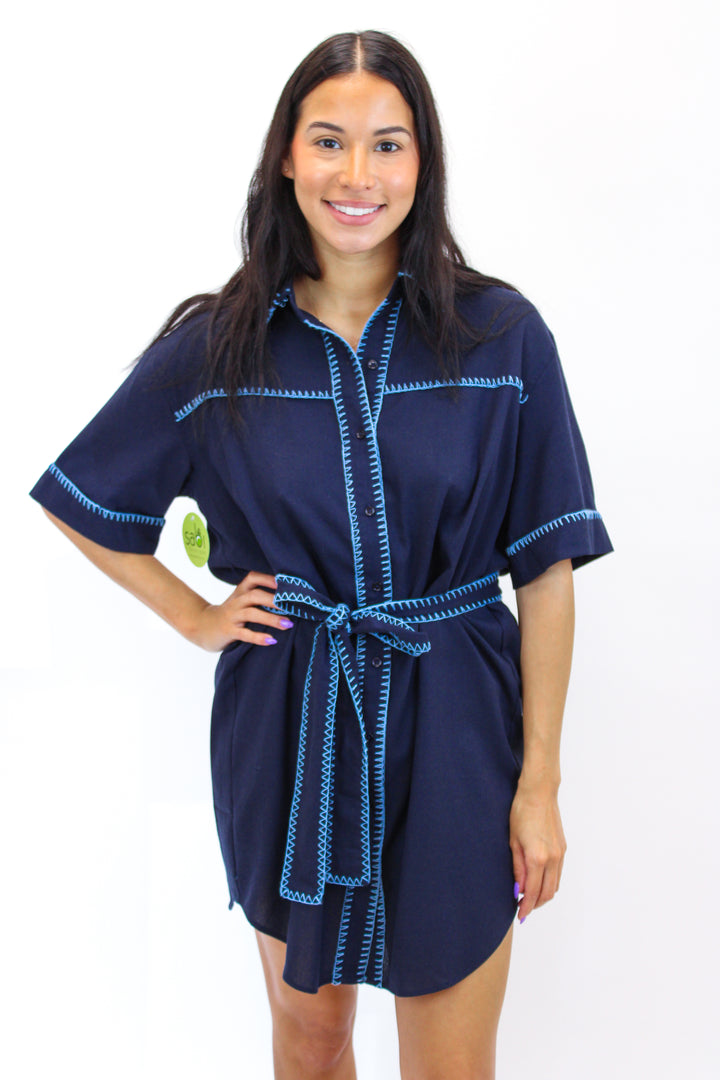 Happy To Be Here Dress, Navy/Powder Blue