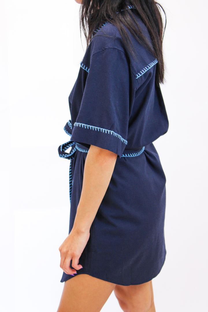 Happy To Be Here Dress, Navy/Powder Blue