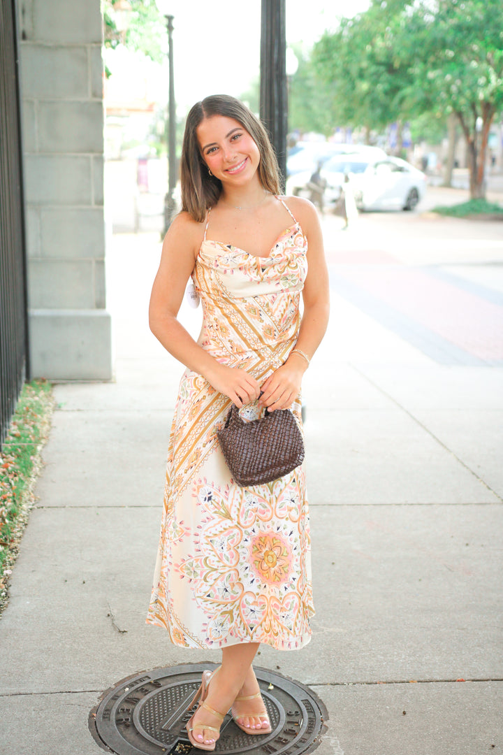Eden Cowl Neck Dress, Multi