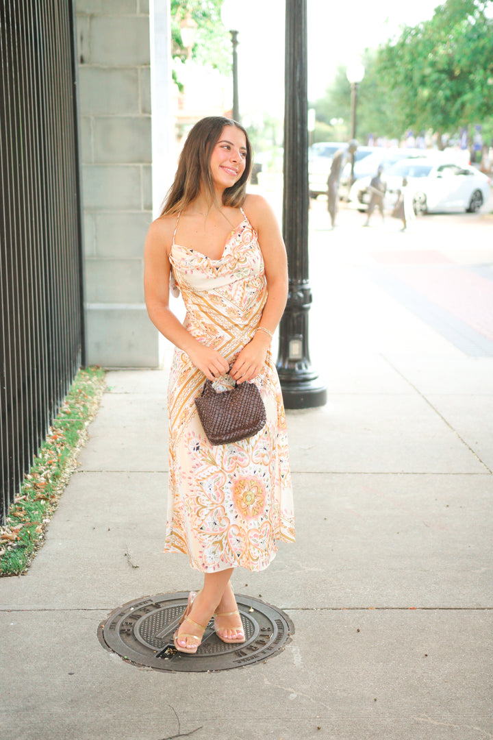 Eden Cowl Neck Dress, Multi