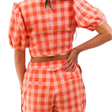 Just Peachy Gingham Top