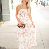 Olive Tiered Dress, Ivory Floral