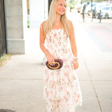 Olive Tiered Dress, Ivory Floral