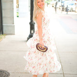 Olive Tiered Dress, Ivory Floral