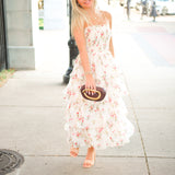 Olive Tiered Dress, Ivory Floral