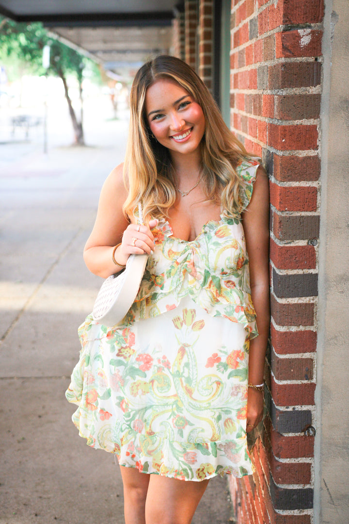 Bali Flora Mini Dress, Tea Combo