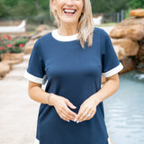 Clear Your Mind Short Sleeve Dress, Navy