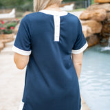 Clear Your Mind Short Sleeve Dress, Navy