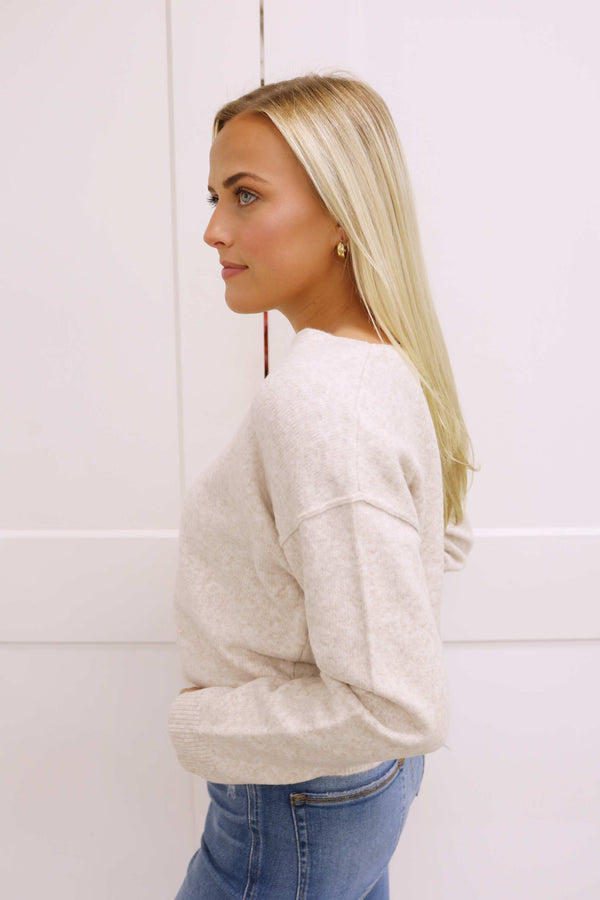 Everyday Pullover Sweater, Light Oatmeal Heather