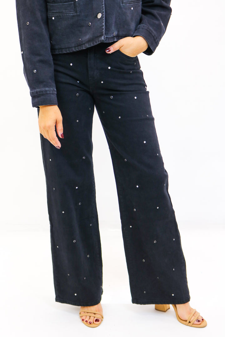 32" Denver High Rise Wide Leg Grommet Jean