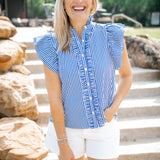 Ink & Paper Blouse, Navy/White