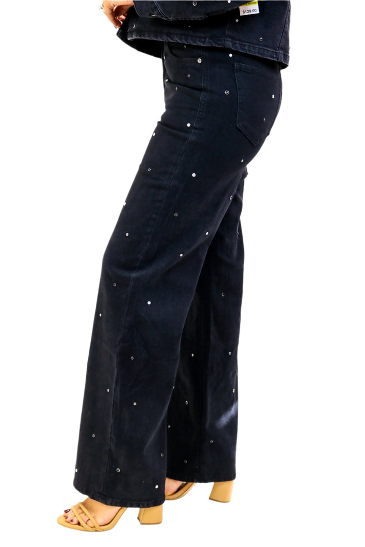 32" Denver High Rise Wide Leg Grommet Jean