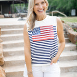 Knit American Flag Stripe Tank, Multi