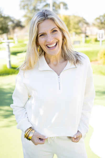 Downtown Half Zip Sweatshirt, Cloud