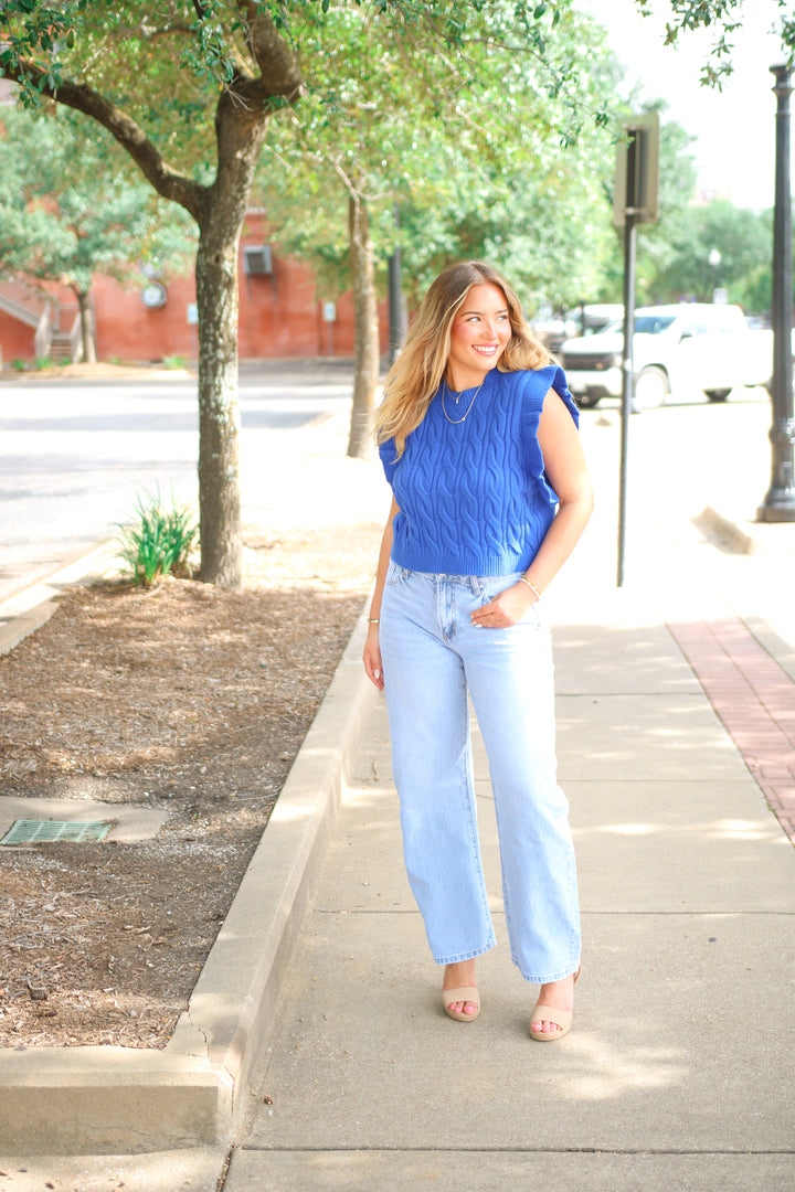 Miranda Sweater Vest, Cobalt