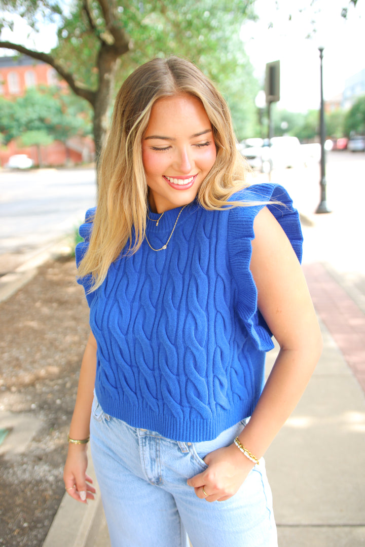 Miranda Sweater Vest, Cobalt