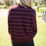 Stay Ready Pullover, Maroon/Cream