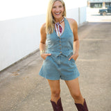 Easy On The Eyes Denim Vest Romper