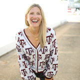 Texas A&M Knit Mascot Rhinestone Cardigan
