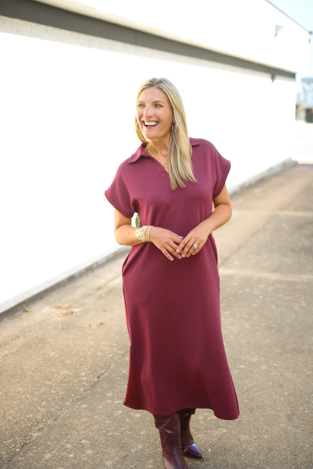 The Walk-On Dress, Maroon