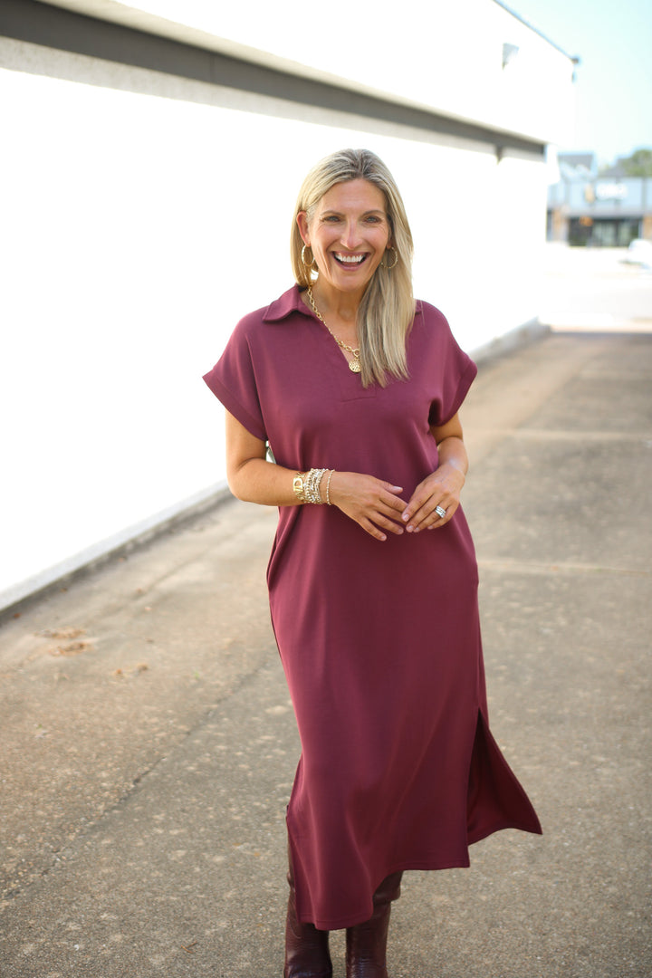 The Walk-On Dress, Maroon
