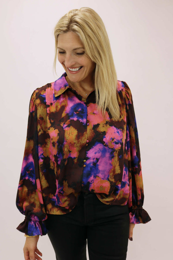 Nell Top, Blurred Floral Moody