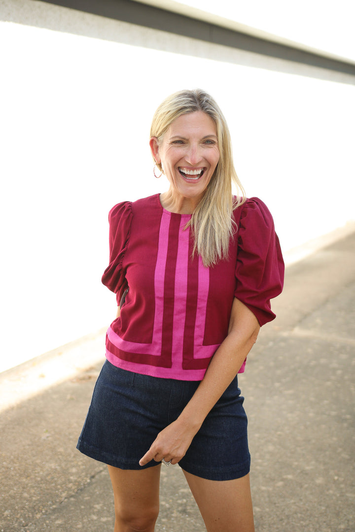 Rosy Intentions Top, Maroon
