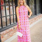 Bernadette Dress, Geo Fleur Hot Pink