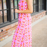 Bernadette Dress, Geo Fleur Hot Pink