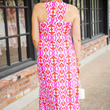 Bernadette Dress, Geo Fleur Hot Pink