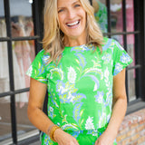 Ellen Top, Feathered Floral Grass