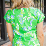 Ellen Top, Feathered Floral Grass