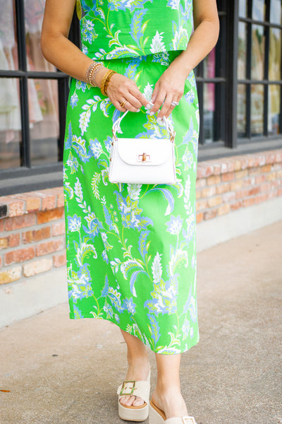 Jeanette Skirt, Feathered Floral Grass