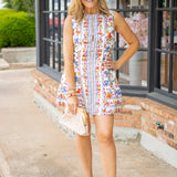 Farmhouse Fresh Mini Dress, White/Orange Floral